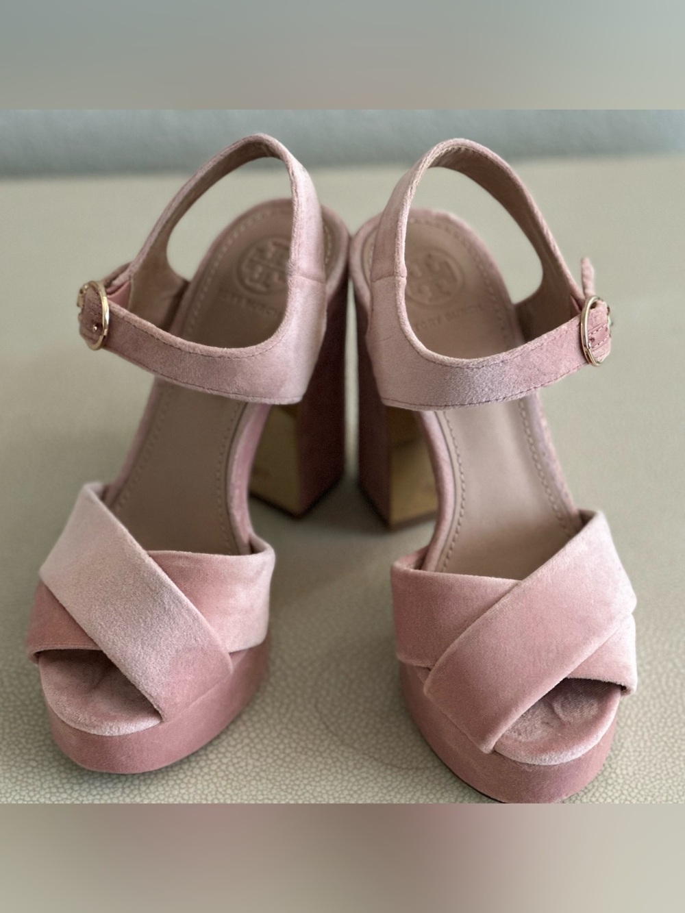 Tory Burch Dusty Rose Suede Platform Sandals